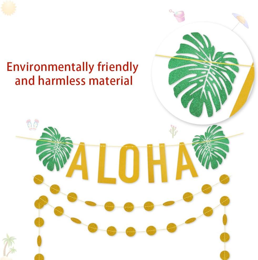 Hawaiian Aloha Party Decorations Large Gold Glittery Aloha Banner for Luau Party Supplies Favors