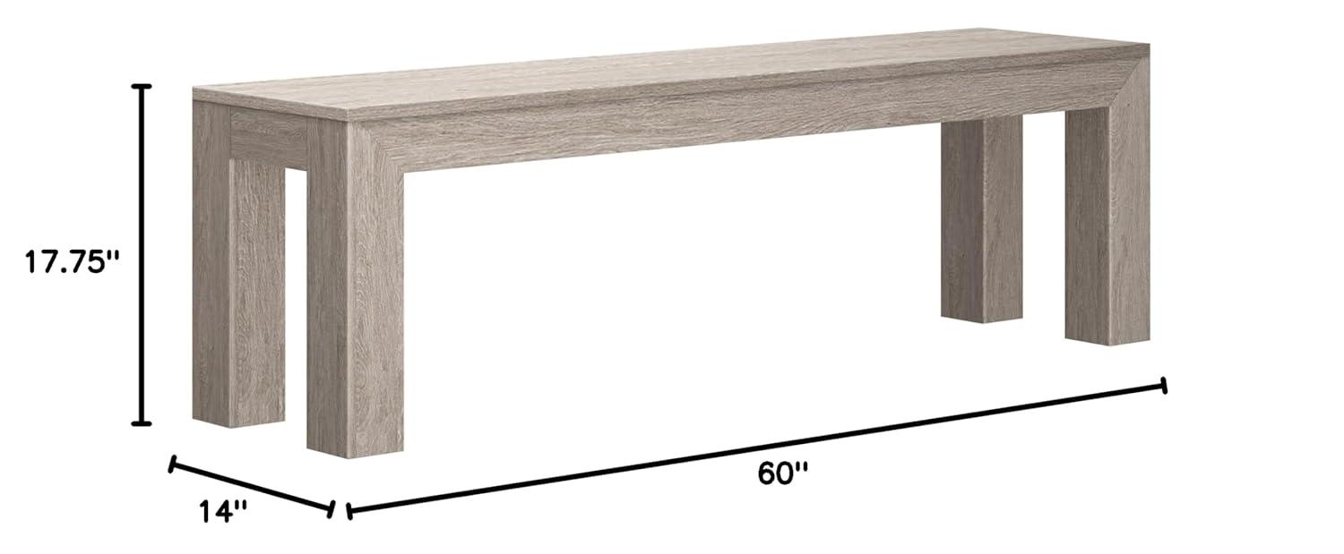 Plank+Beam 60" Modern Wood Dining Bench, Solid Wood Bench for Dining Table