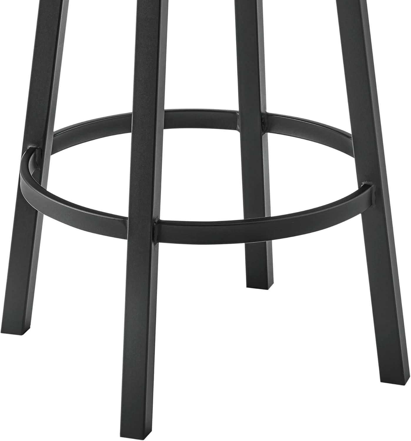 Armen Living Indoor Crux 26" Swivel Counter Stool in Brown Faux Leather and Walnut Wood