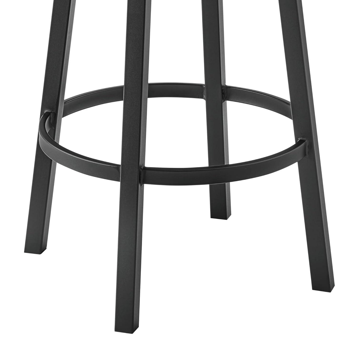 Armen Living Indoor Crux 26" Swivel Counter Stool in Brown Faux Leather and Walnut Wood