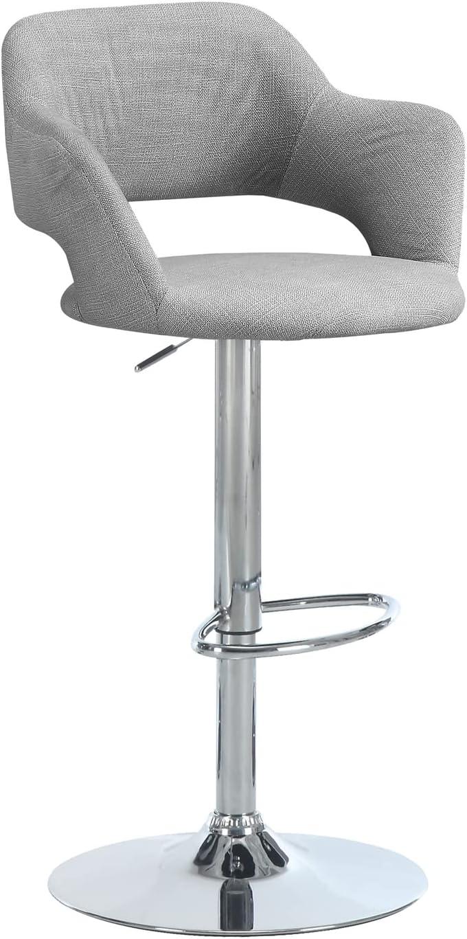 Charcoal Grey Chrome Adjustable Saddle-Style Swivel Bar Stool