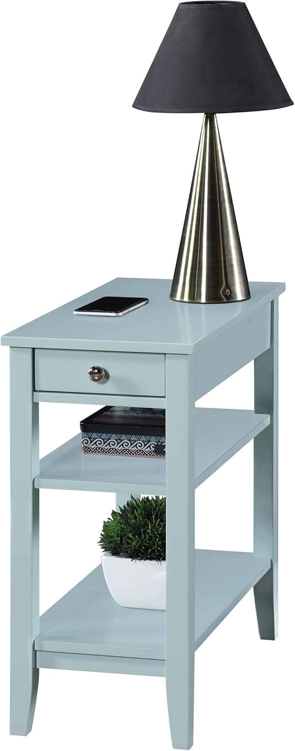 Convenience Concepts American Heritage 1 Drawer Chairside End Table with Shelves, Sea Foam Blue