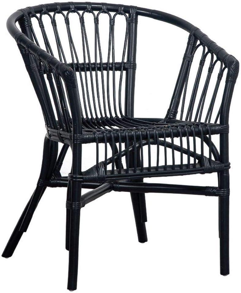 Sustainably Sourced Black Rattan Accent Chair Set