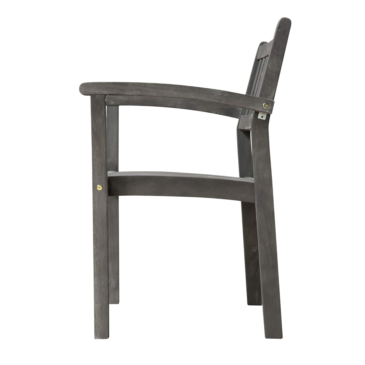 Elegant Hand-Scraped Acacia Wood Outdoor Stacking Armchair Set