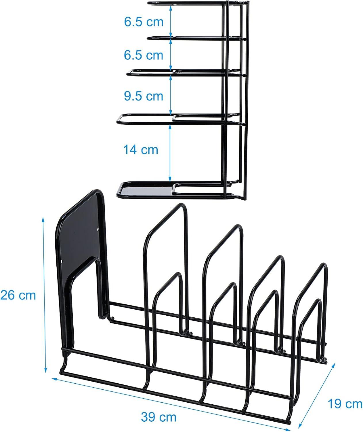 Heavy Duty Black Steel 5-Tier Pan Organizer Rack