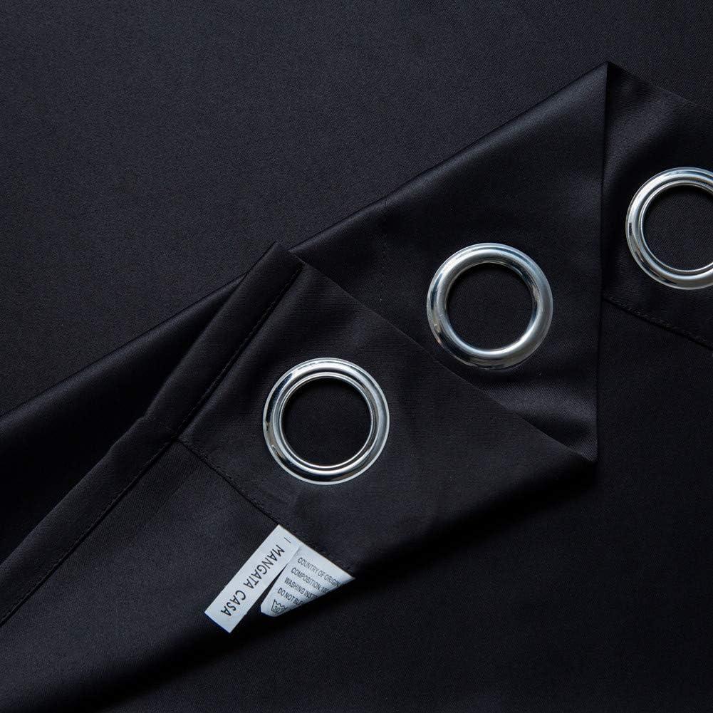 Coodeto Short Blackout Curtains Black, Set of 2, W52 x L63 - Blackout Curtains for Kitchen and Kids Bedroom