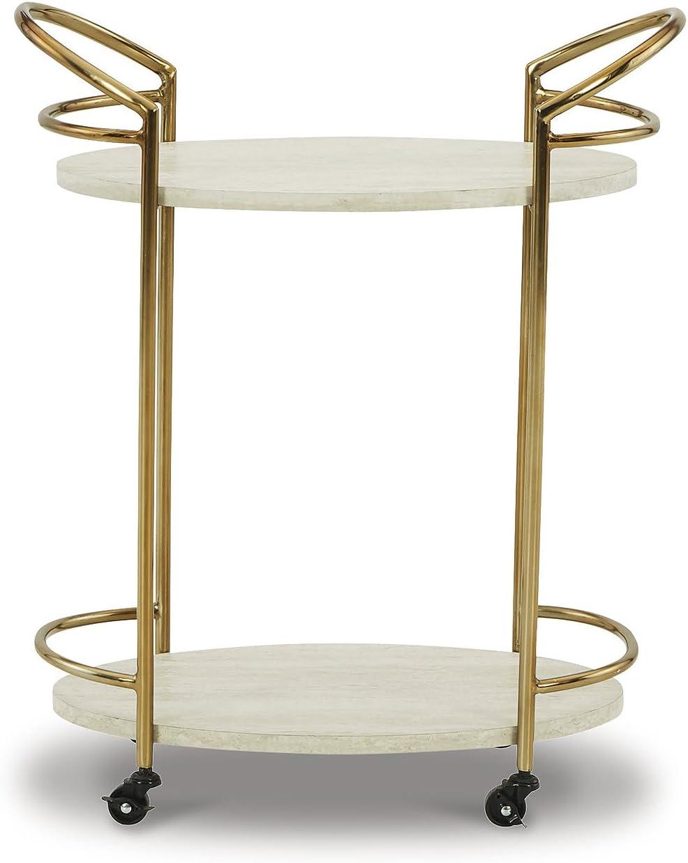 Signature Design by Ashley Casual Tarica Bar Cart  Cream/Gold Finish