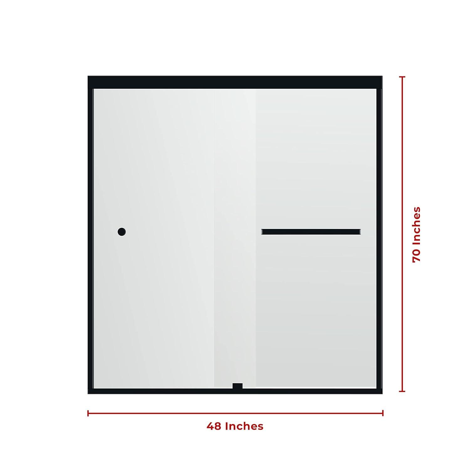 Fab Glass and Mirror 44" - 48" W 70" H Double Sliding Semi-Frameless Shower Door SHSOL48X70MB