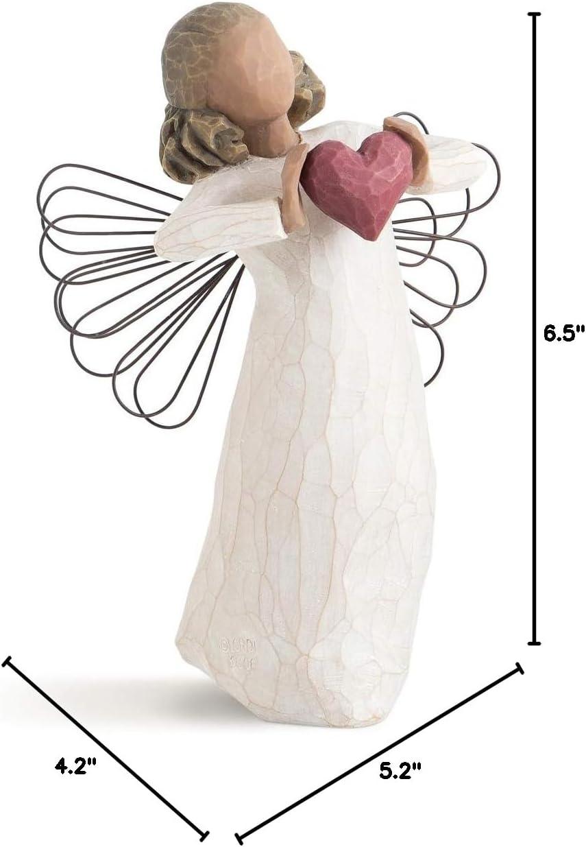 Hand-Painted Resin Angel Figurine with Heart