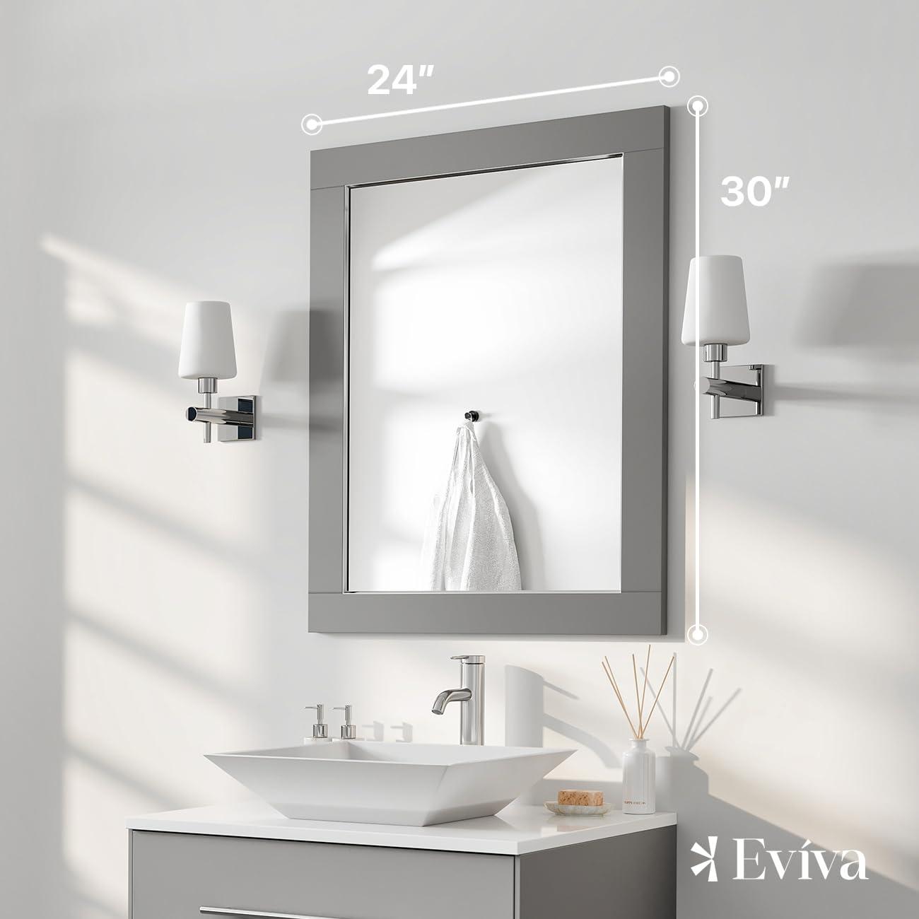 Eviva Aberdeen 24" Espresso Framed Bathroom Wall Mirror