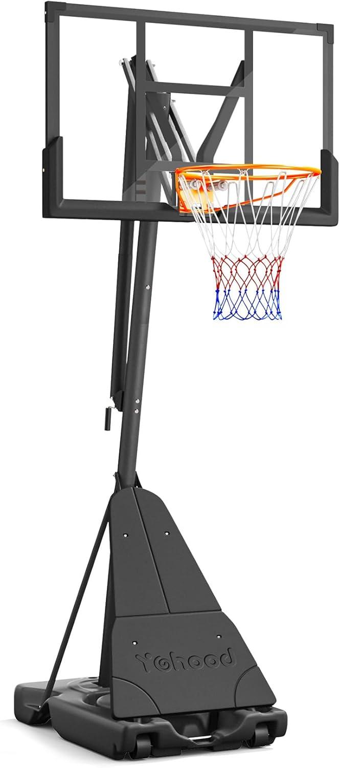 Arlopu 44 inch Basketball Hoop Outdoor, 4.9-10FT Height Adjustable Portable Basketball Hoop Goal System with Wheels & Large Base for Kids / Adults