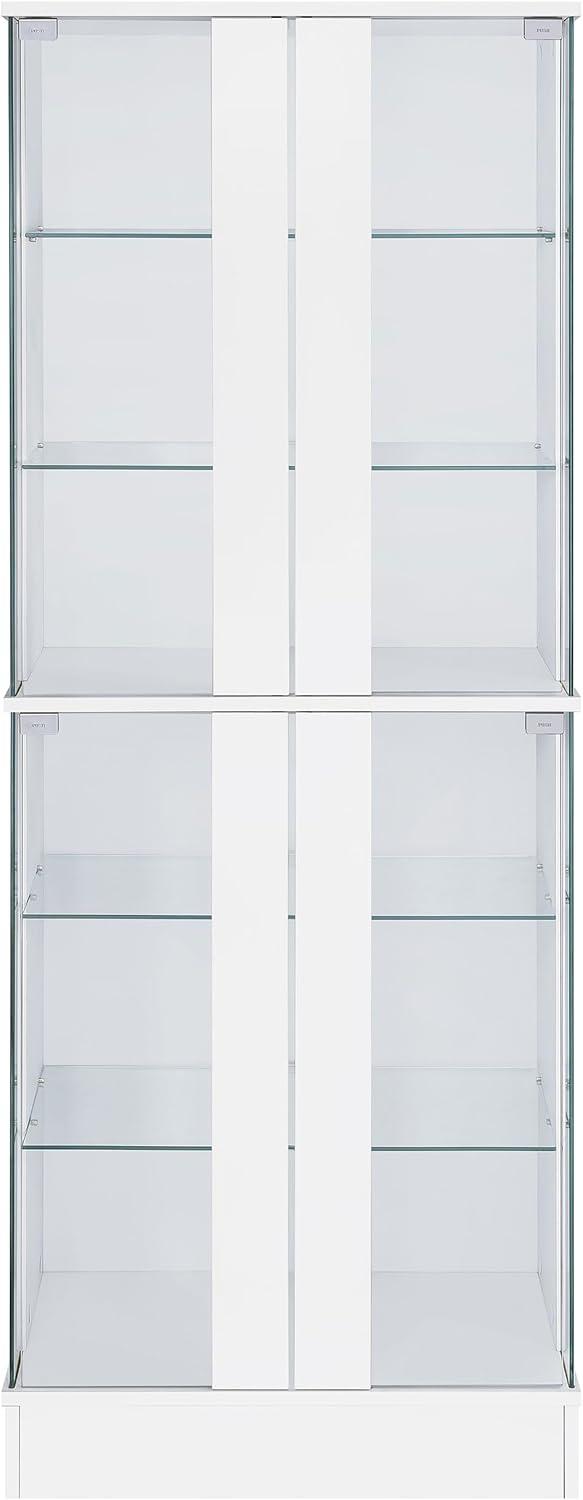 Coaster Cabra Modern Wood Curio Cabinet with Glass Shelves and LED Lighting White High Gloss