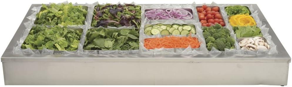 Hubert Rectangular Stainless Steel Tabletop Ice Display with Shut-Off Valve