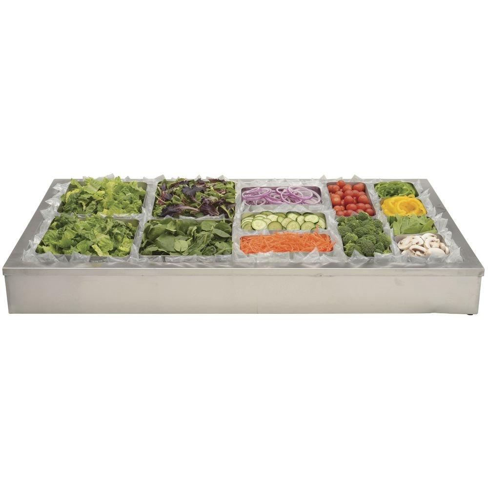 Hubert Rectangular Stainless Steel Tabletop Ice Display with Shut-Off Valve