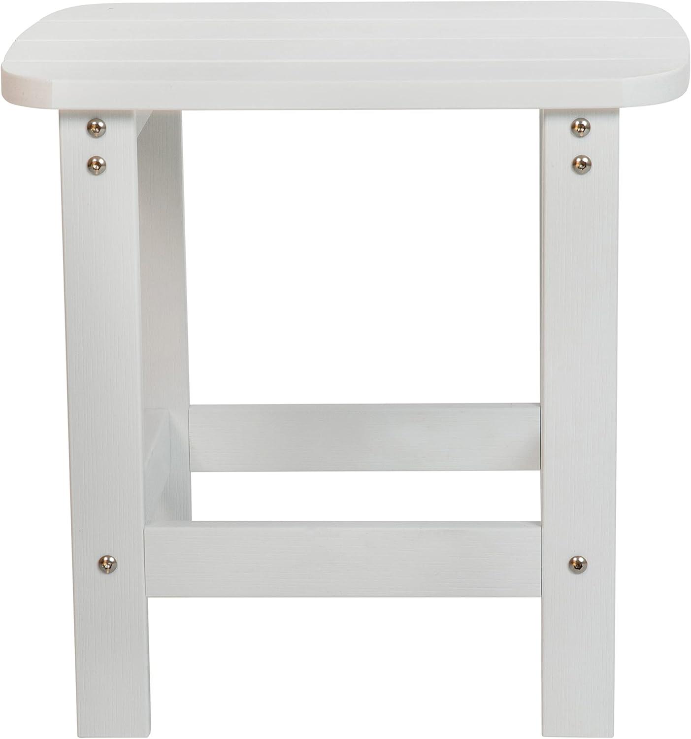 Flash Furniture Charlestown All-Weather Poly Resin Wood Adirondack Side Table in White