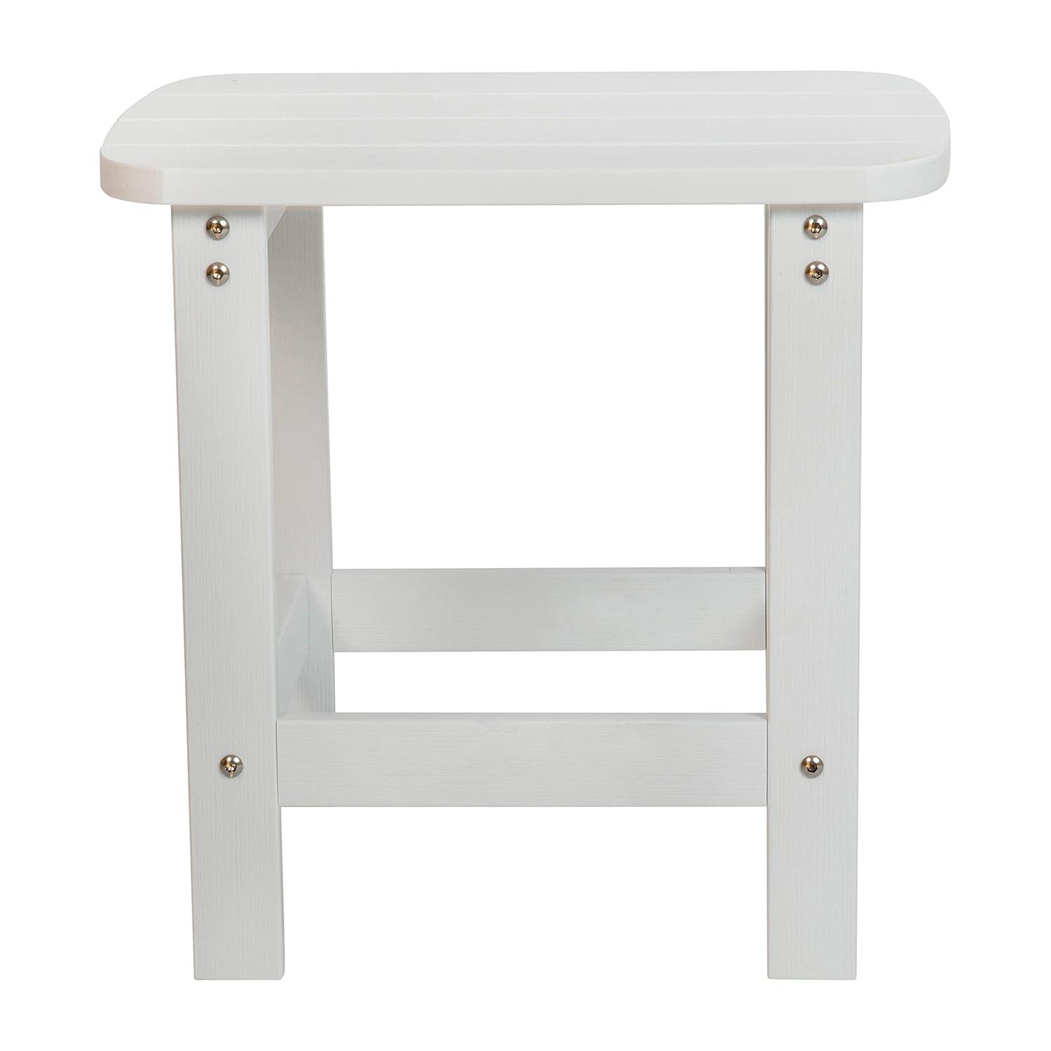 Flash Furniture Charlestown All-Weather Poly Resin Wood Adirondack Side Table in White