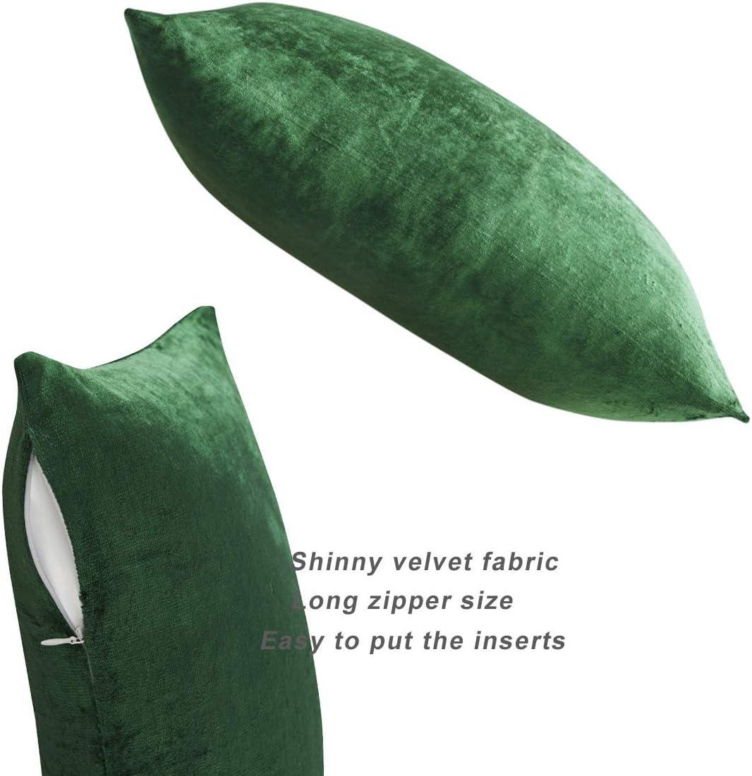 Forest Green Velvet Square Pillow Covers, Set of 2