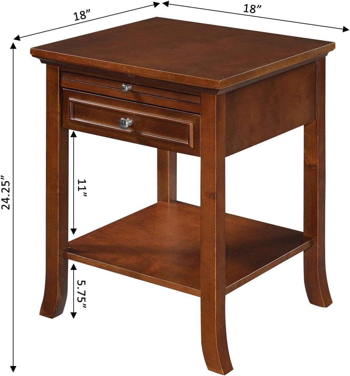 Convenience Concepts American Heritage Logan 1 Drawer End Table with Pull-Out Shelf, Espresso