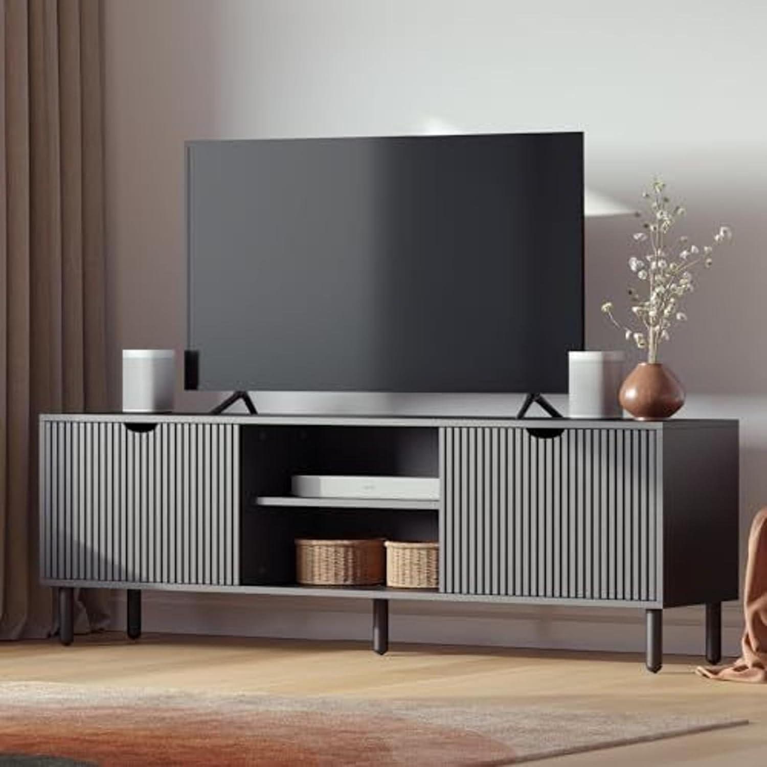 Stead Adjustable Shelves Television Stand, Wood Multi-color, 104 lbs