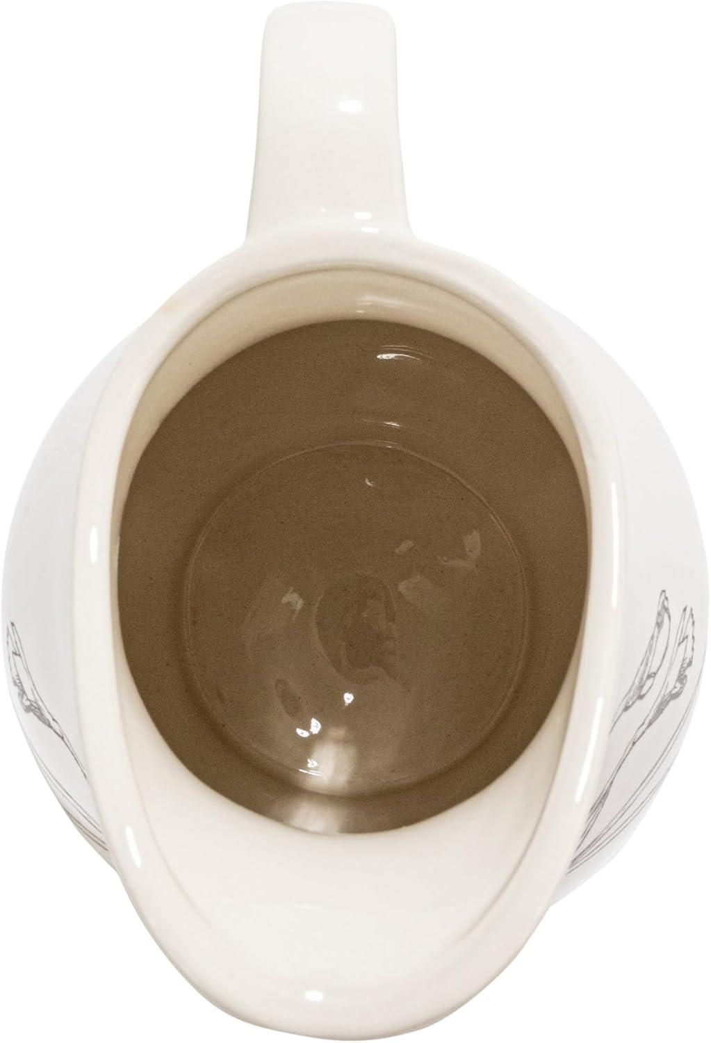 Creative Co-Op 6.5 Inches 2-Quart Stoneware Pitcher with Flower Design, White and Charcoal