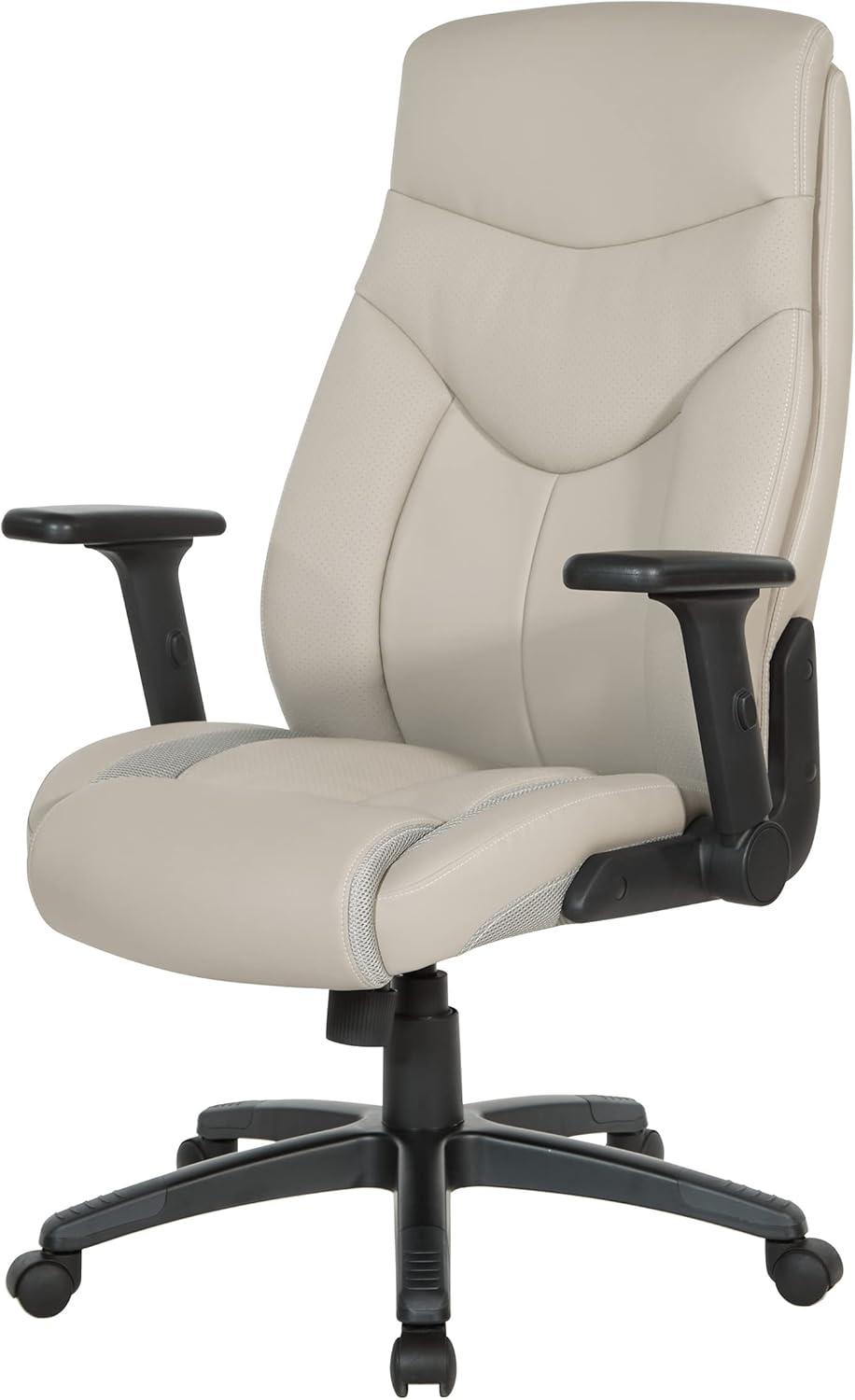 Executive High Back Taupe Gray Bonded Leather Office Chair