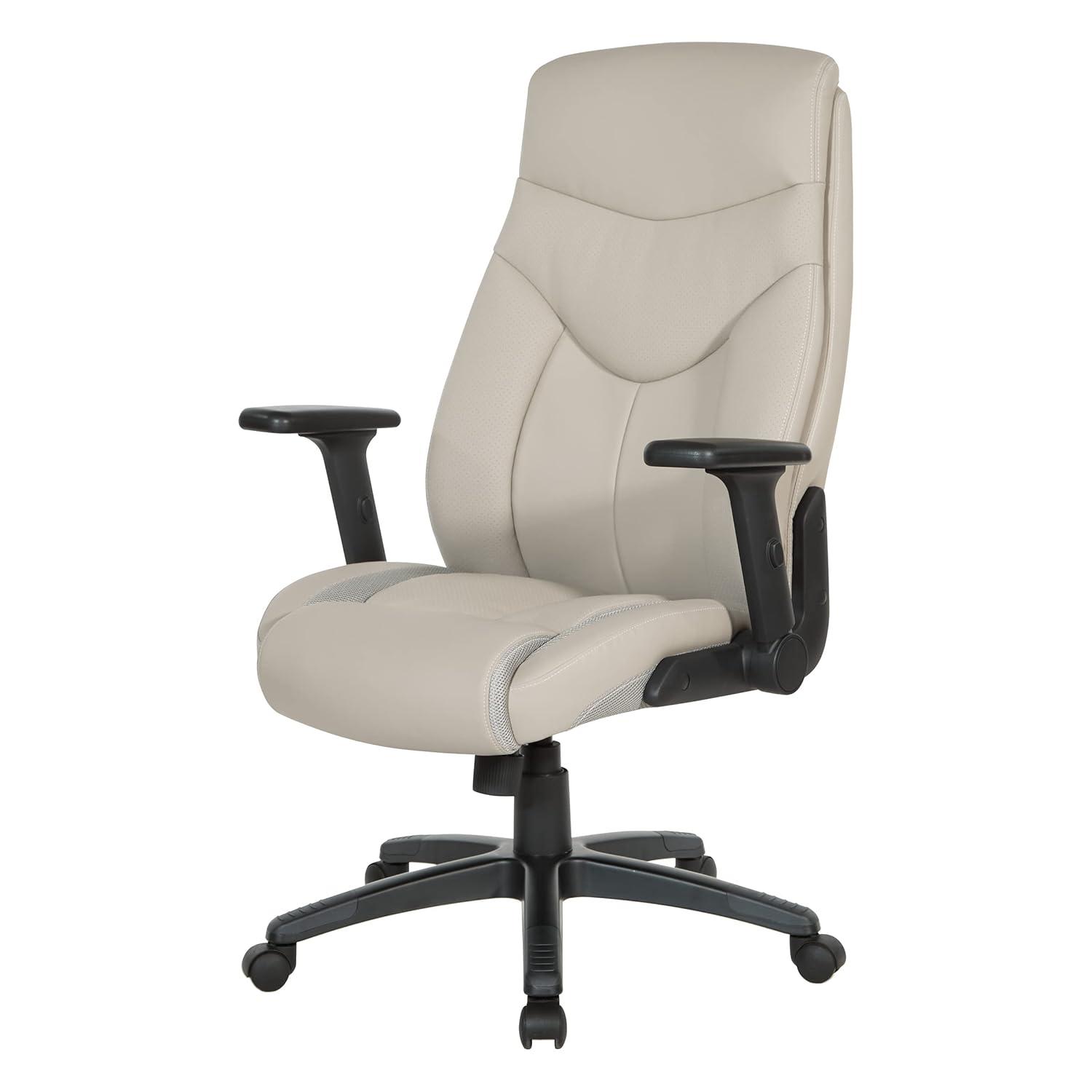 Executive High Back Taupe Gray Bonded Leather Office Chair