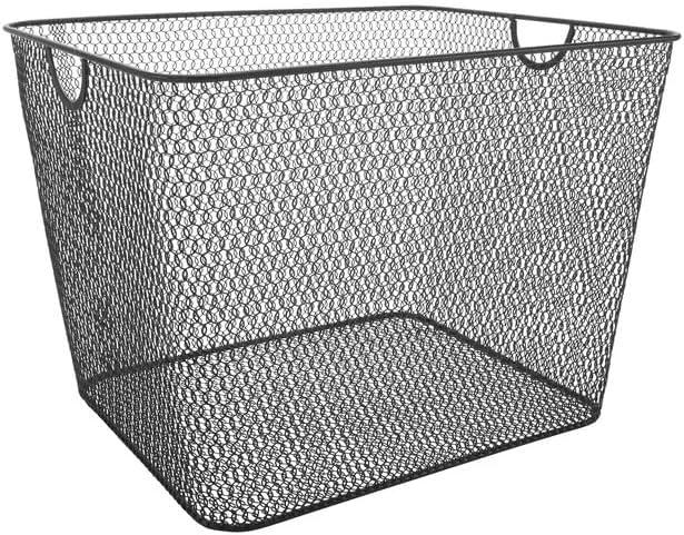 YBM HOME Mesh Open Bin Storage Basket, Black