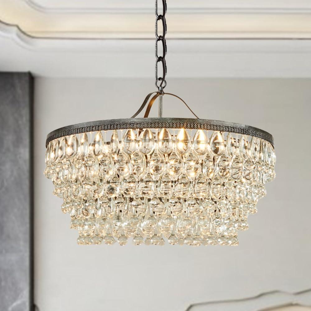 Clarissa Crystal Round Chandelier (19"-28")