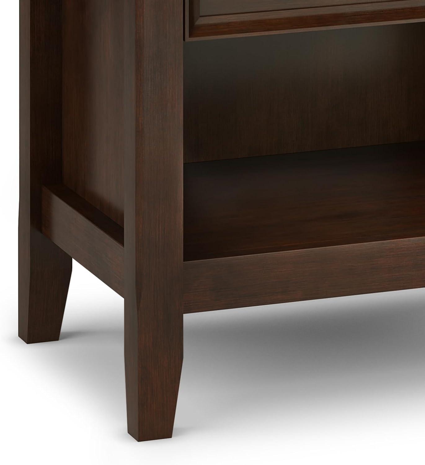 Simpli Home Amherst 24"W 2-Drawer Solid Wood Nightstand with Open Shelf