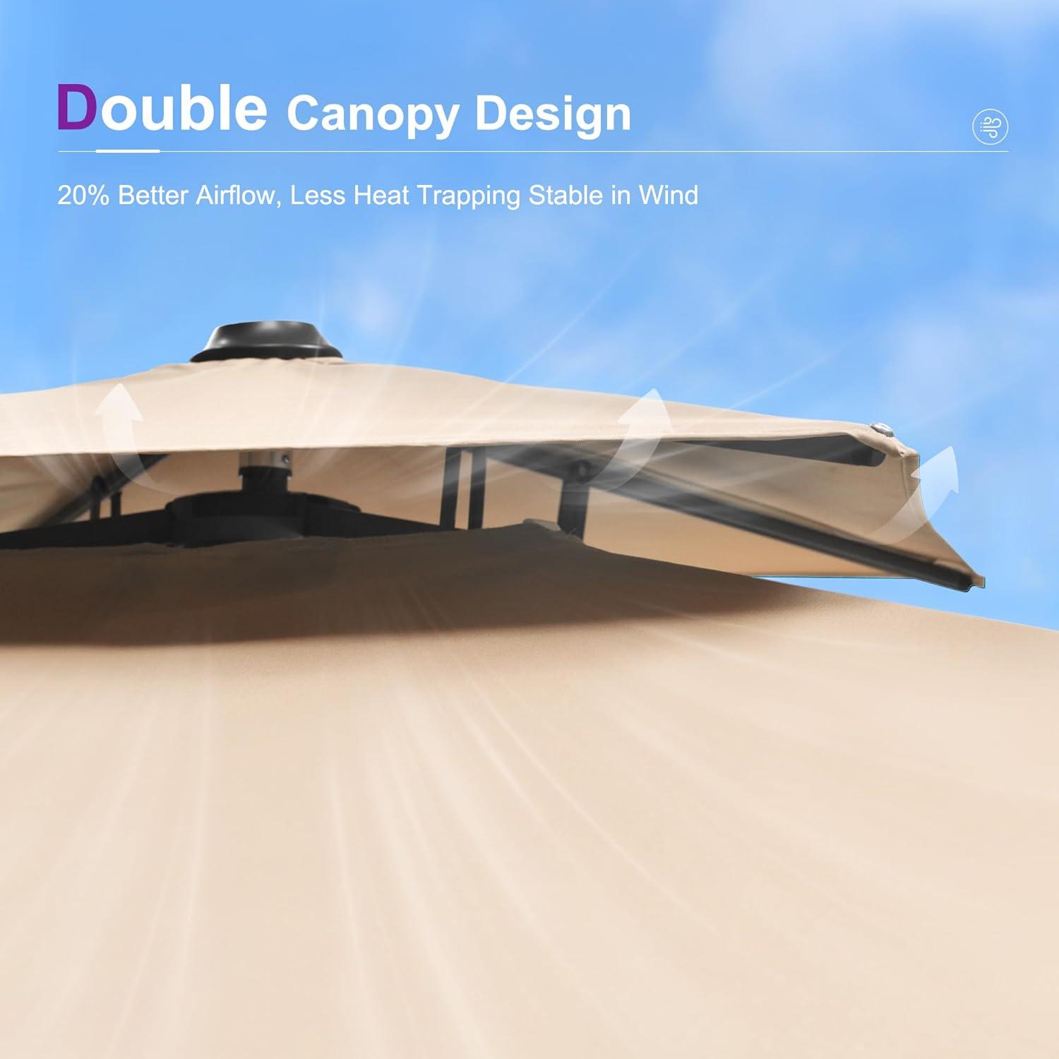 PURPLE LEAF 10FT Cantilever Outdoor Umbrellas Large Patio Umbrella Hanging Double Top Square Offset Umbrella with 360°Rotation Tilting Umbrella Outdoor Patio, Taupe