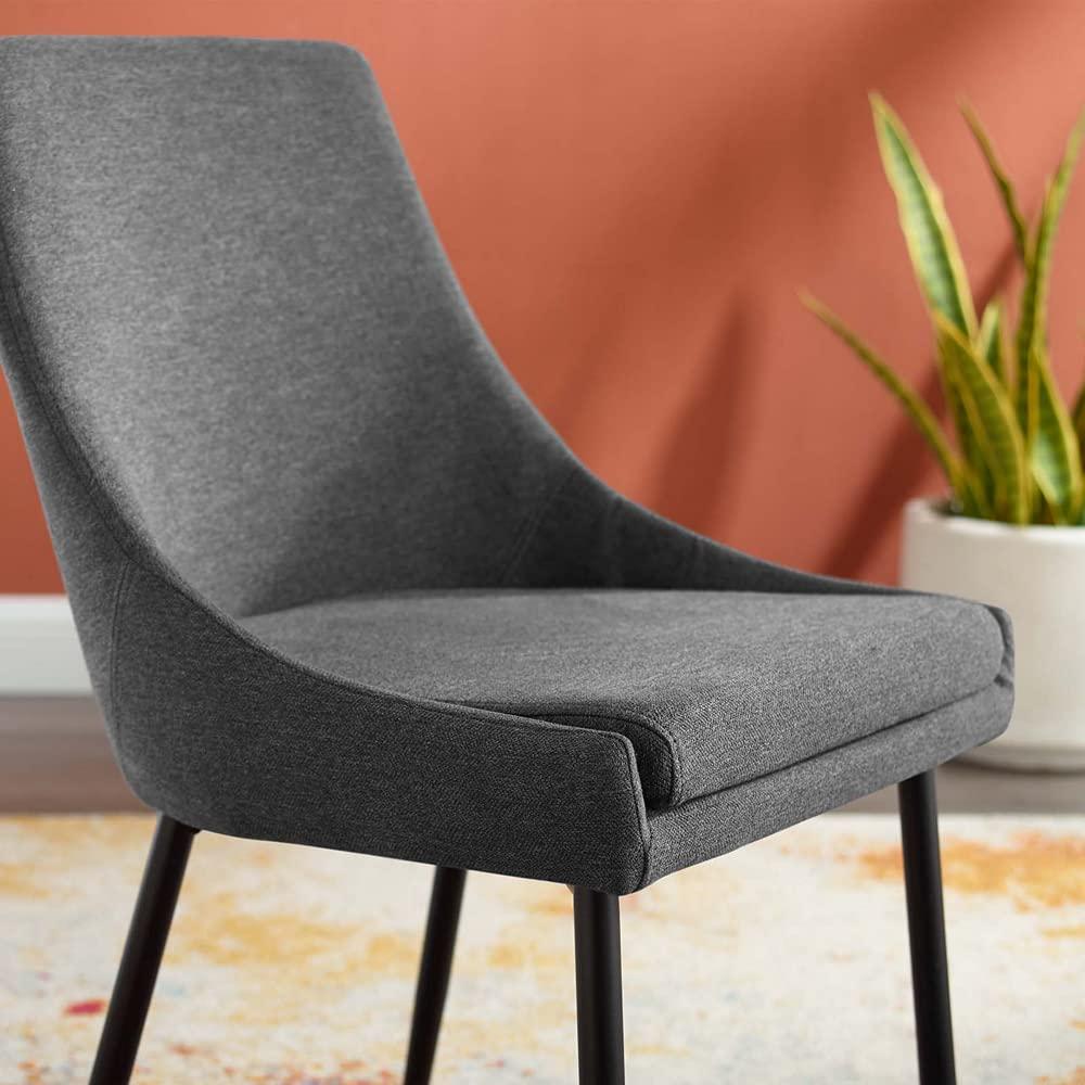 Modway Viscount Upholstered Fabric Dining Chairs - Set of 2, Black Charcoal