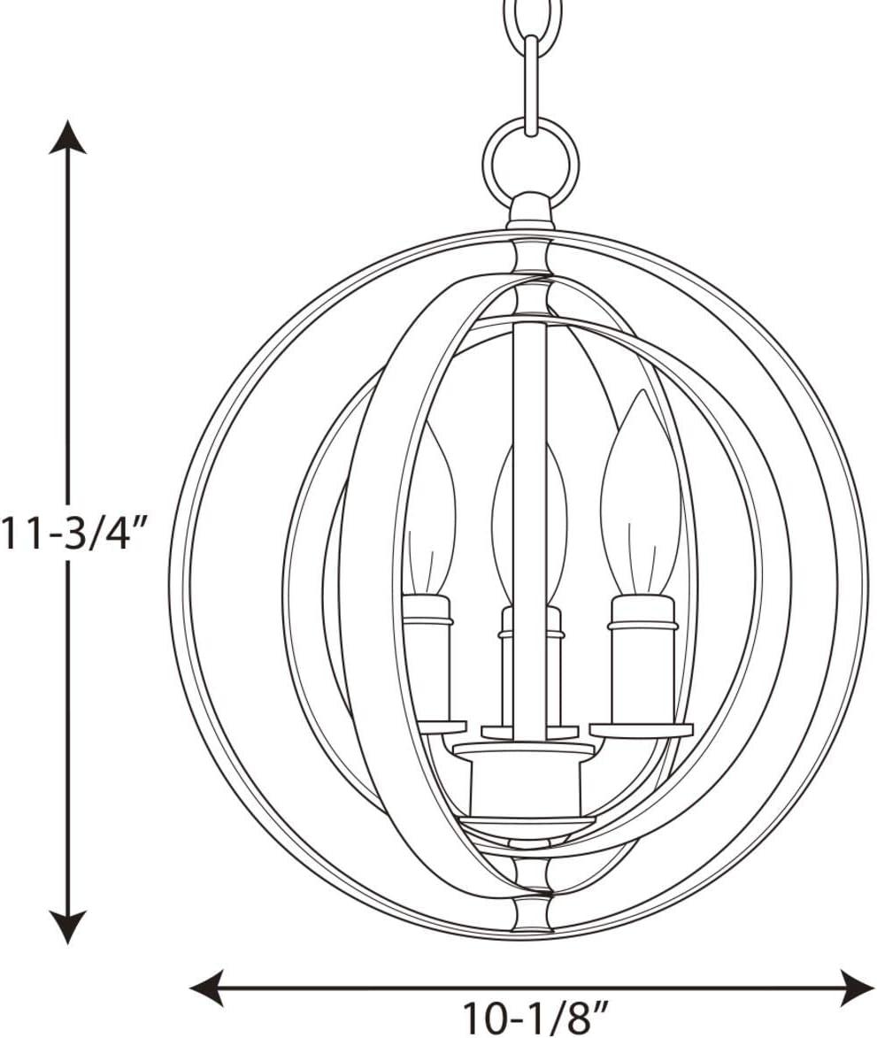 Progress Lighting Equinox 3-Light Mini-Pendant, Burnished Silver, Steel, Armillary Sphere Shade