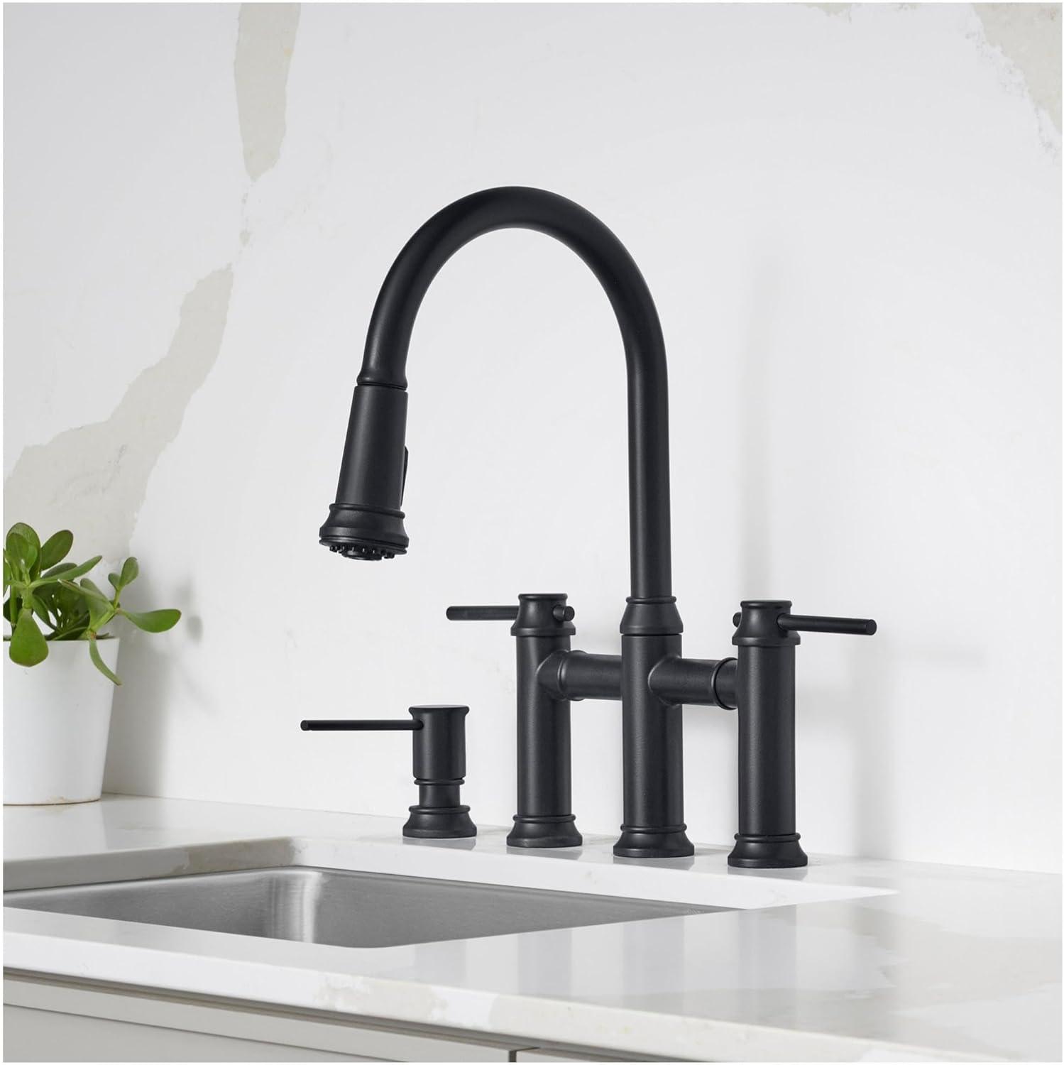 Empressa Pull Down Dual Spray Bridge Faucet