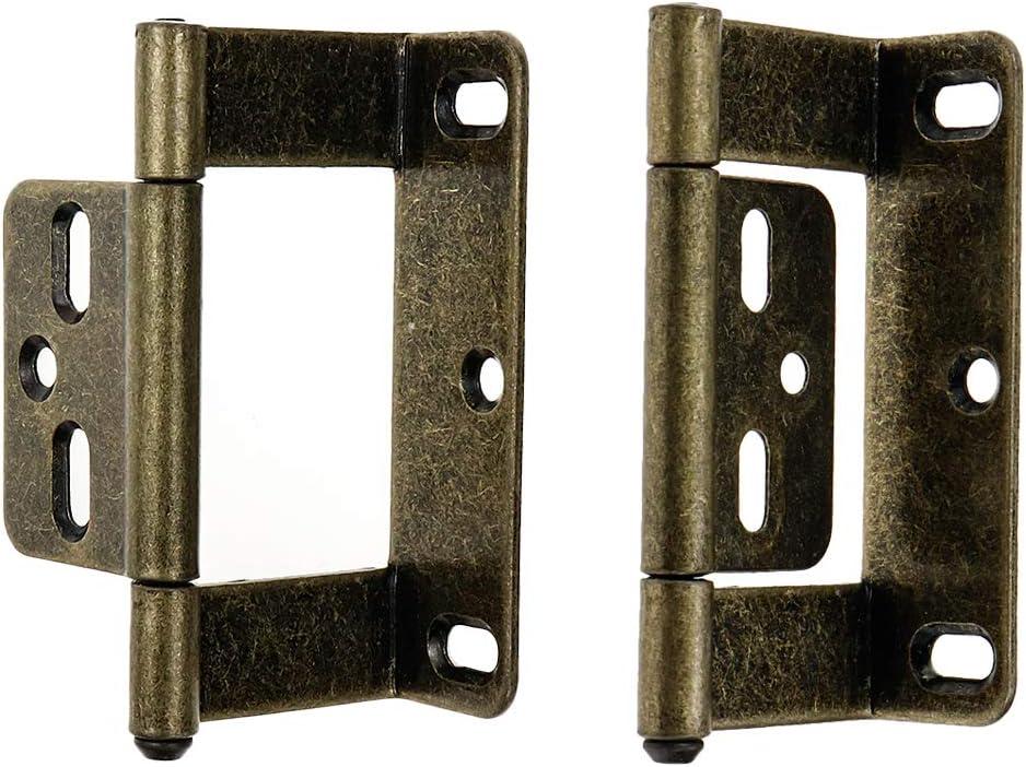 LC LICTOP Full Inset Partial Wrap Non-Mortise Door Hinges Antique Bronze Vintage Cabinet Furniture Hinge 4pcs