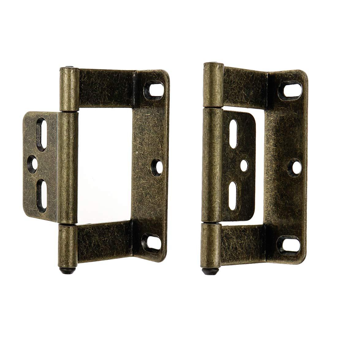 LC LICTOP Full Inset Partial Wrap Non-Mortise Door Hinges Antique Bronze Vintage Cabinet Furniture Hinge 4pcs