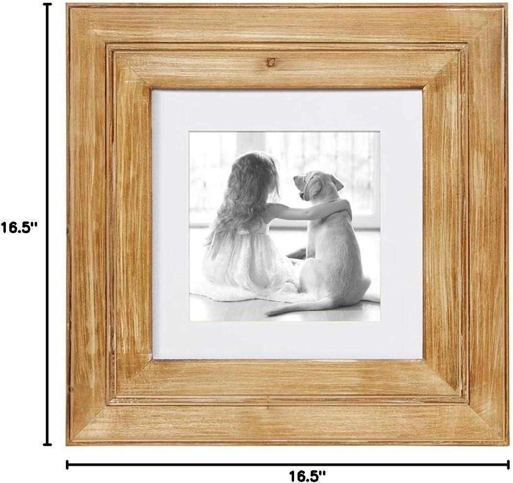 Santa Barbara Design Studio Wood Photo Frame Face to Face Designs Matted Frame for 7.5" x 7.5" Picture, Natural