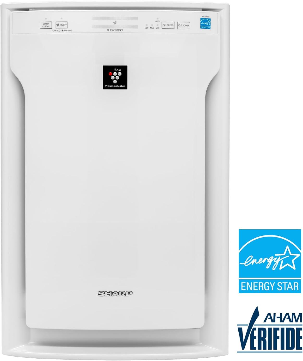 Sharp True HEPA Air Purifier with Plasmacluster Ion Technology for Extra-Large Rooms (FPA80UW)