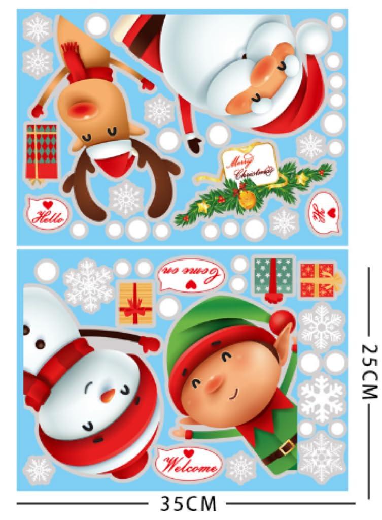 Christmas Windows Static Stickers Clings Santa Claus Snowman Deer Snowflake Removable Vinyl Christmas Tree Diy Wall Window Door Mural Decal Sticker Fo