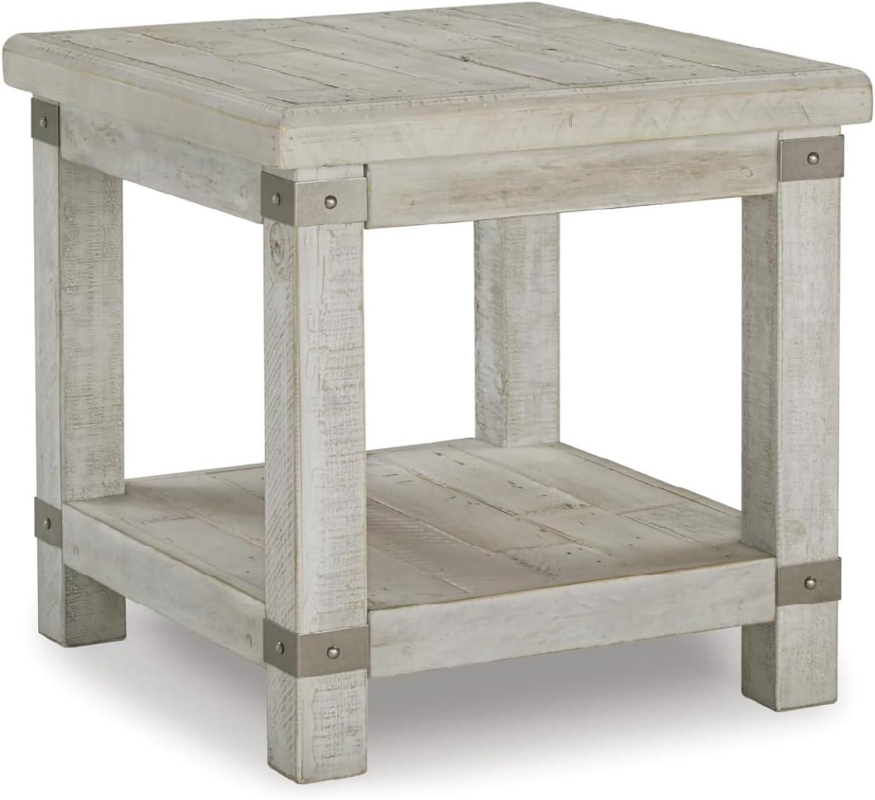 Carynhurst Rectangular End Table White - Signature Design by Ashley: Farmhouse Style, Distressed Finish, Storage Shelf