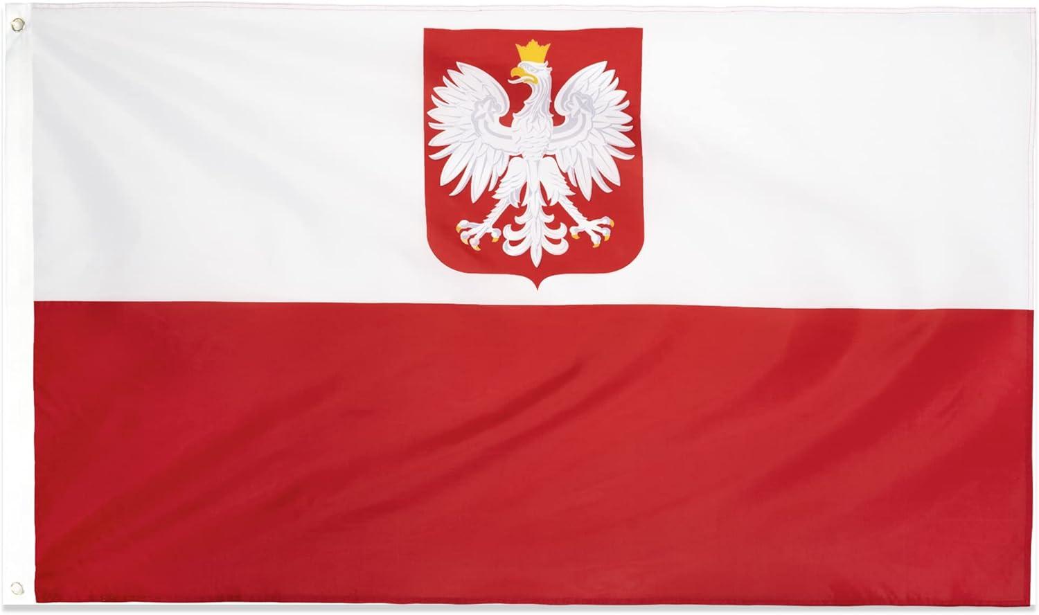 3x5 FT Poland Polish Polska Eagle Flag Made with Printed Nylon Flag Ships Fast