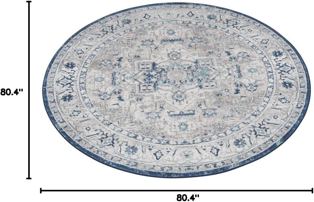 Brentwood BNT851 Power Loomed Indoor Area Rug - Light Grey/Blue - 6'7" Round - Safavieh