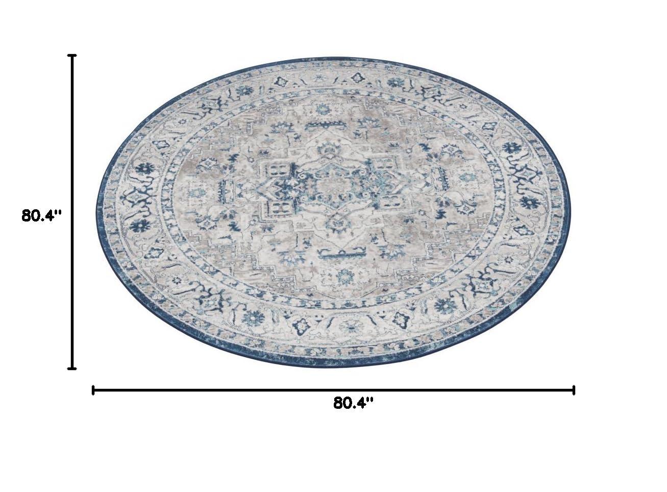 Brentwood BNT851 Power Loomed Indoor Area Rug - Light Grey/Blue - 6'7" Round - Safavieh