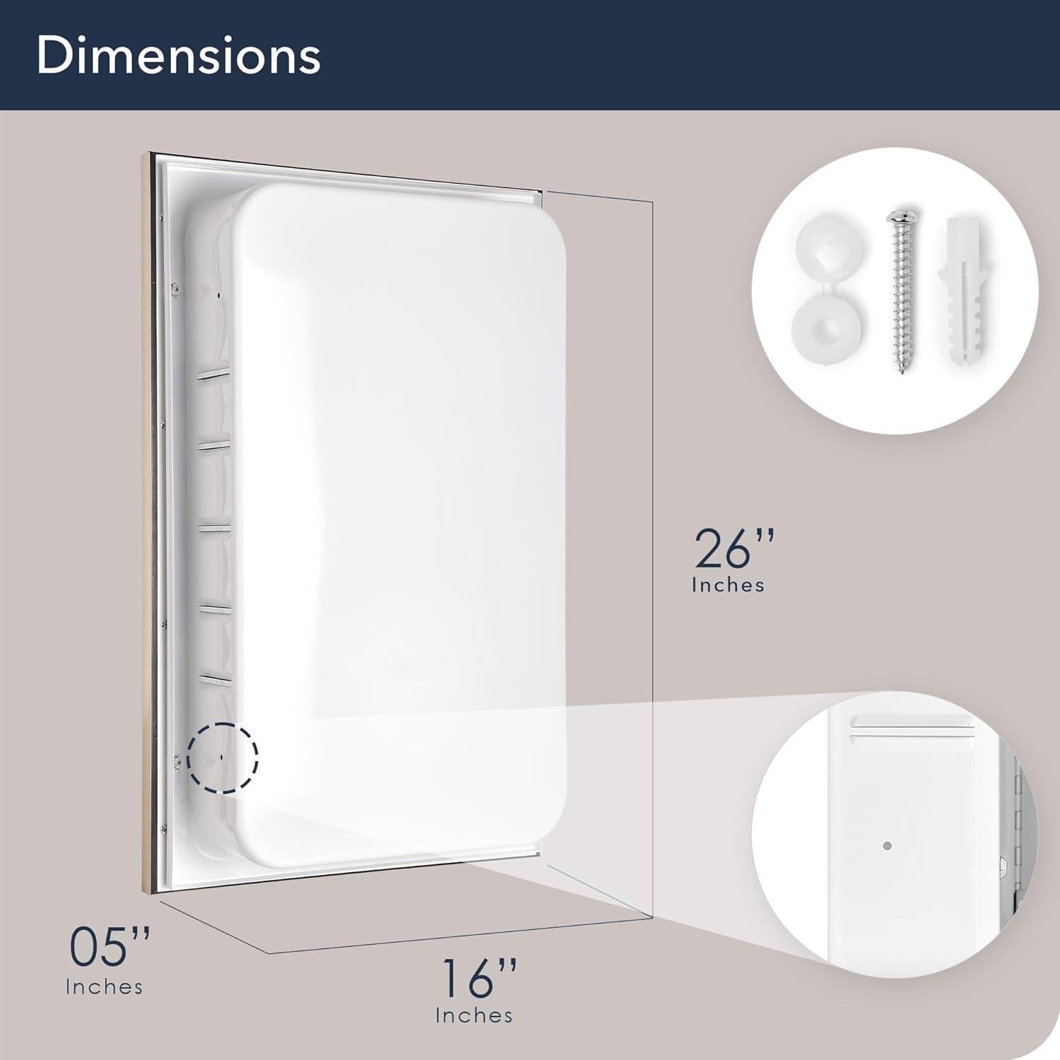 16" x 26" Metro Beaded Recessed Medicine Cabinet - Head West: Wall Mount, Polystyrene Frame, 3 Shelves