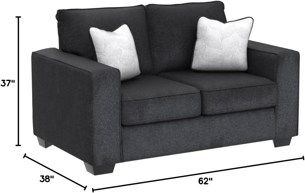 Slate Gray Polyester Loveseat with Removable Cushions