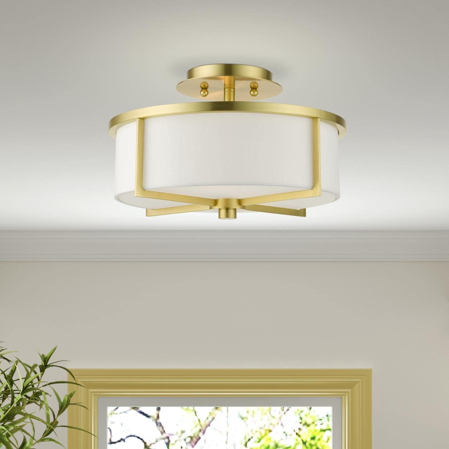 Livex Lighting Wesley 2 - Light Semi-Flush Mount in  Satin Brass