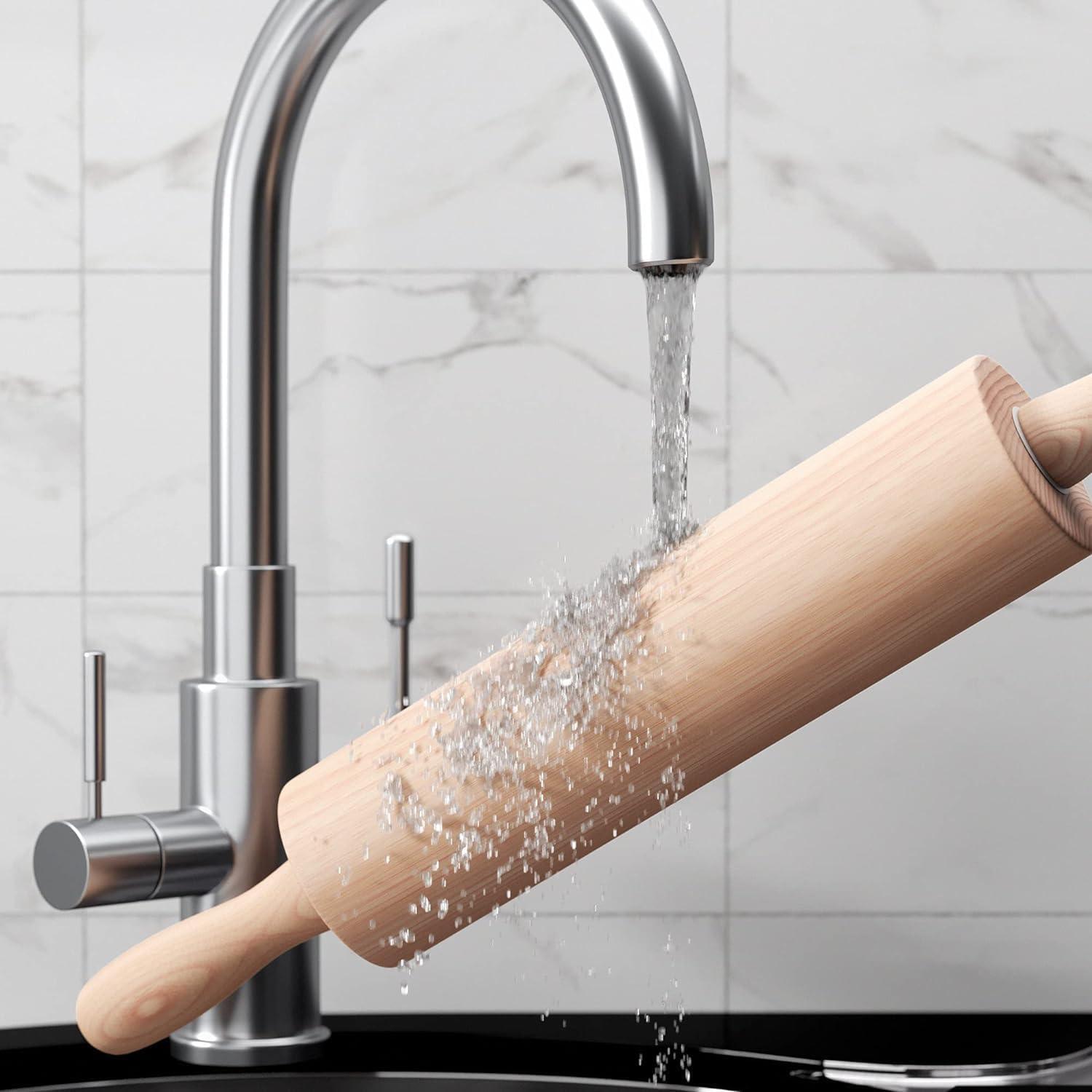 17 inch Wooden Rolling Pin for Baking - Long Dough Roller for All Baking Needs