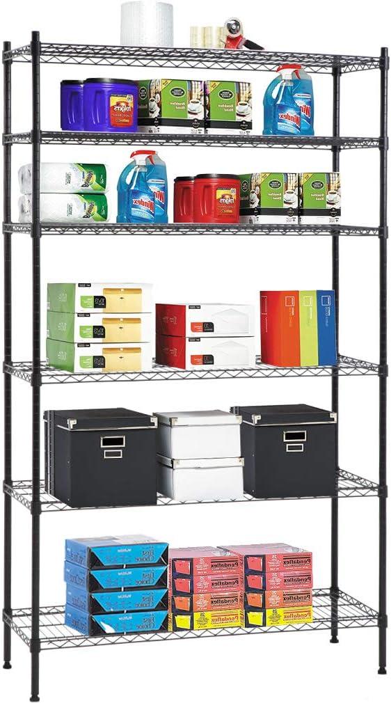 FDW Wire Shelving Unit Heavy Duty Storage Rack Metal Shelf Garage Organizer Wire Rack,Black