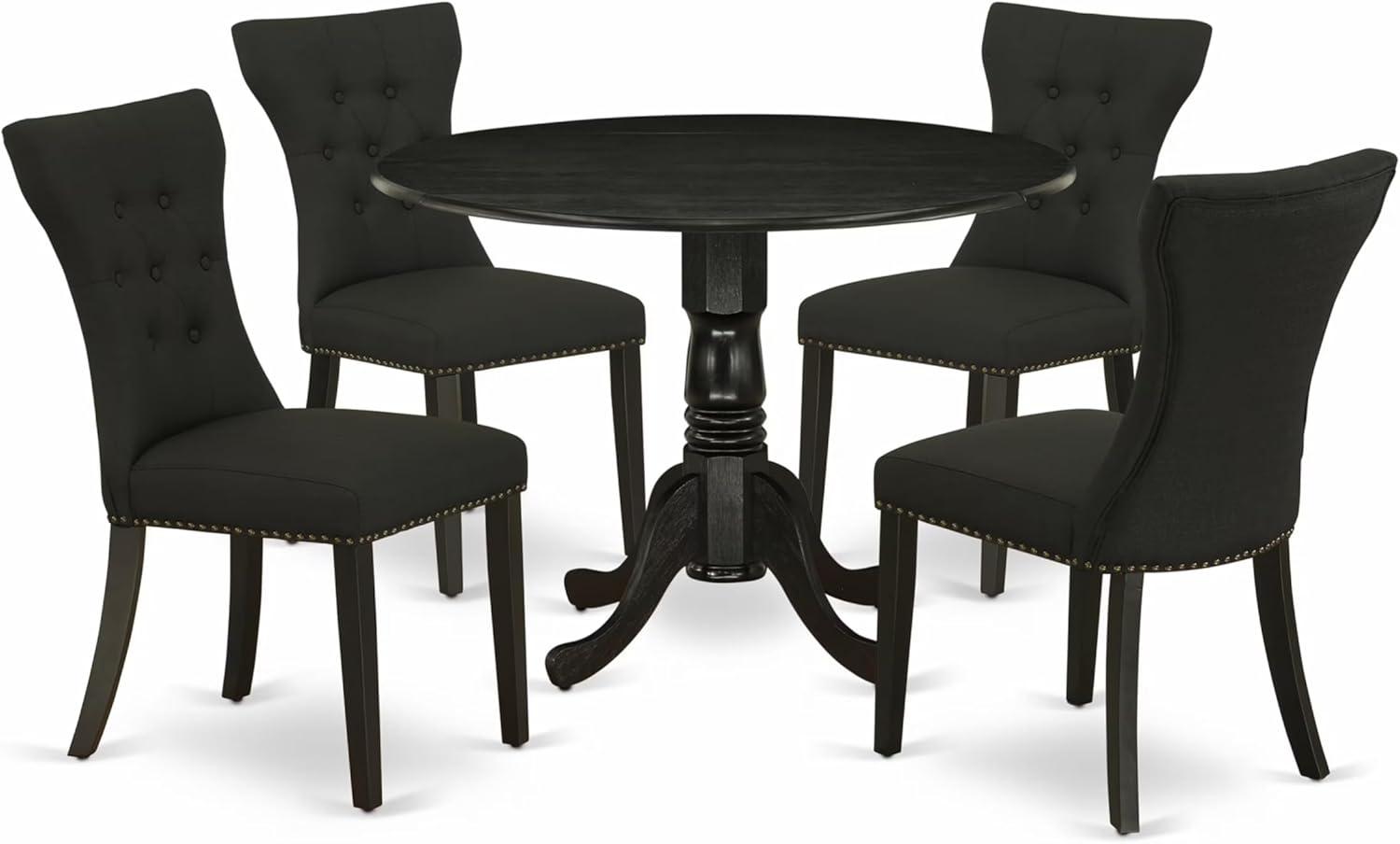 East West Furniture Dublin 5-piece Wood Dining Table and Chair Set in Black