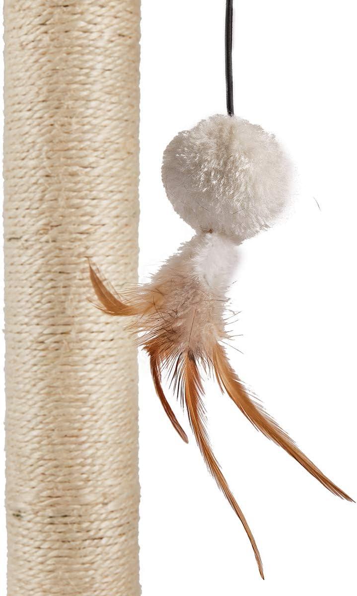 Beige Sisal Cat Scratching Post with Grooming Arch and Toys