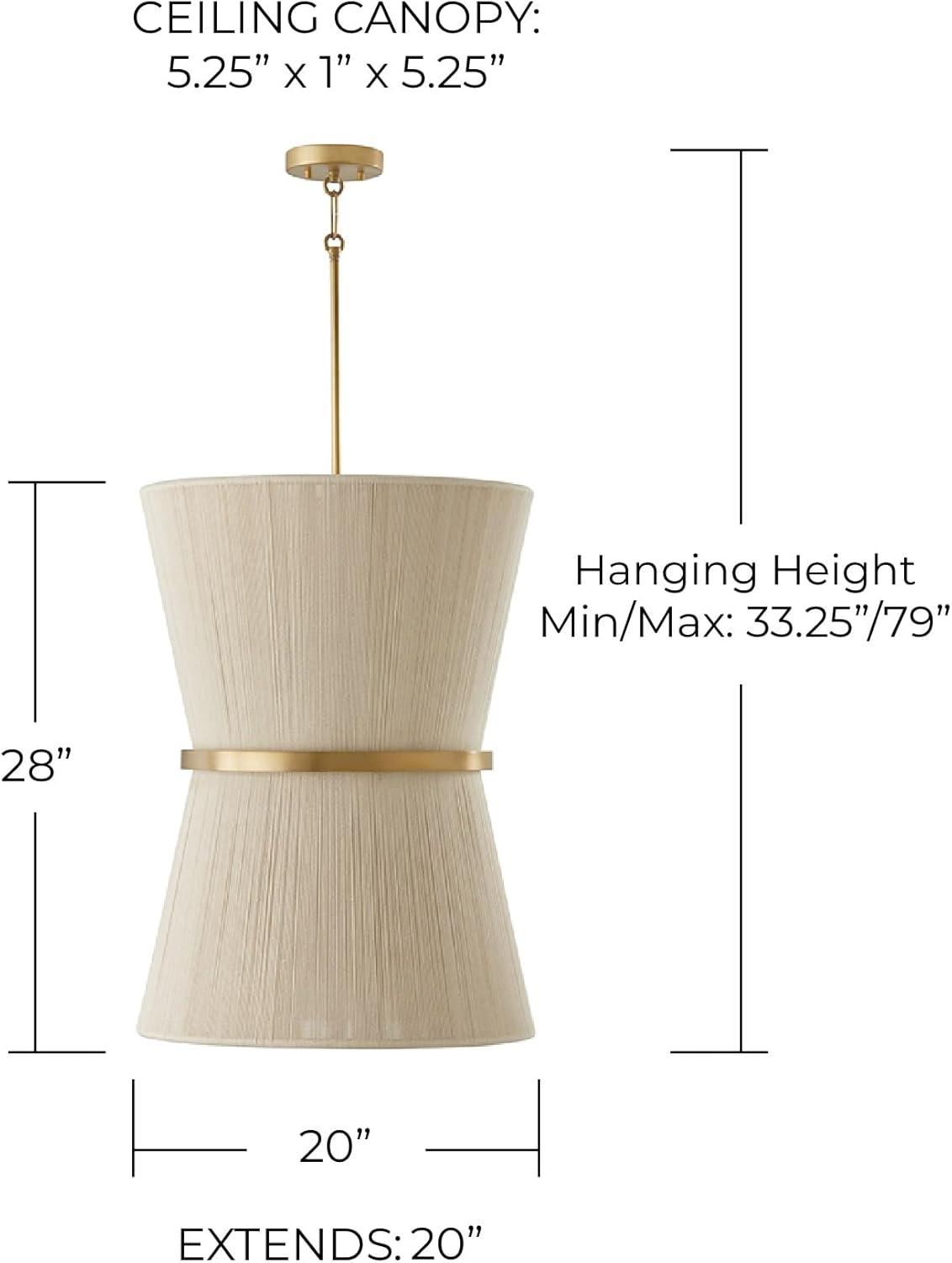 6 Light Foyer-Bleached Natural Rope/Patinaed Brass Finish Capital Lighting 541261Np